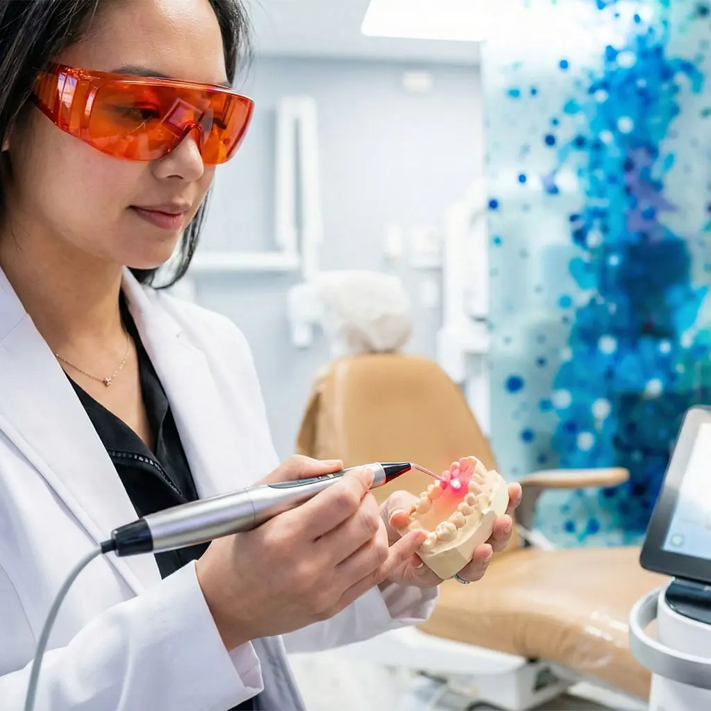 Doctor using advanced dental laser technology